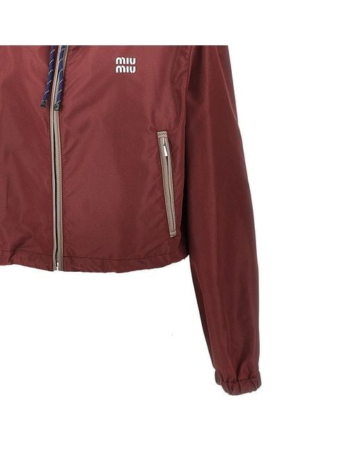 Miu Miu Red Recycled Nylon Blouson Jacket