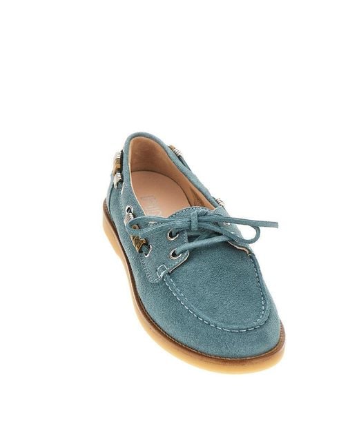 Pinko Blue Suede Leather Boat Shoes
