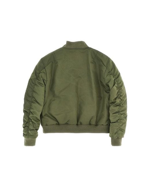 Off-White c/o Virgil Abloh Green Diag Print Padded Nylon Bomber Jacket Kids 12 for men