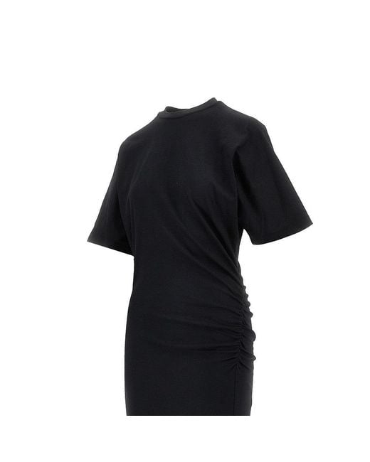 Pinko Black Jersey Long Dress With Padded Shoulders