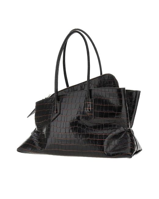 The Attico Black Leather Medium 'La Passeggiata' Bag