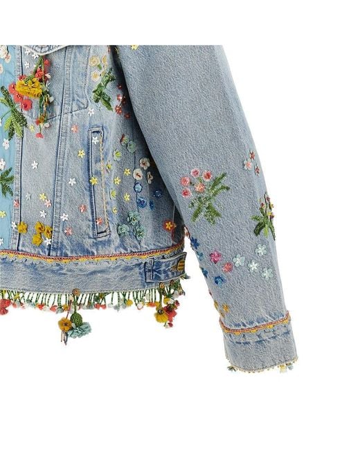 Péro Blue Embroidered Denim Jacket