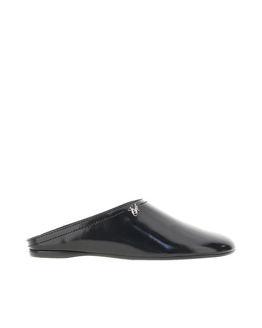 Emporio Armani Gray Pantent And Brushed Leather Mules