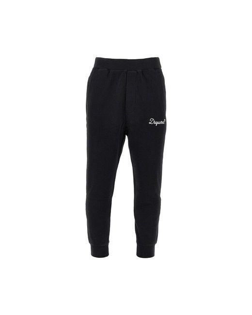 DSquared² Black Cotton Sweatpants With Logo Embroidery for men