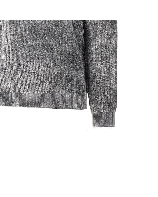 Emporio Armani Gray Knitted Sweater With Faded Effect for men