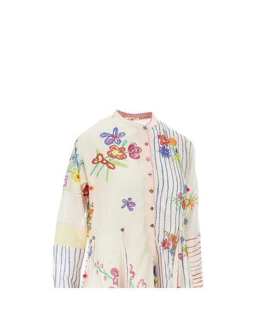 Péro Natural Printed Cotton And Silk Midi Dress