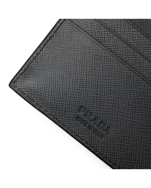 Prada Blue Saffiano Leather Bi-Fold Wallet for men