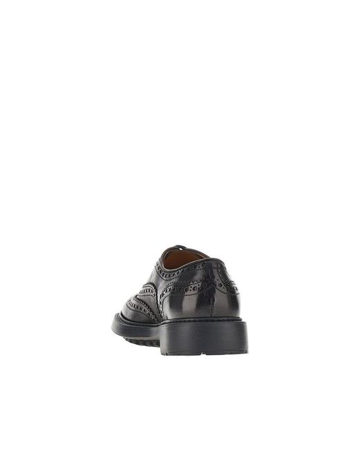 Doucal's Black Leather Laced Shoes for men