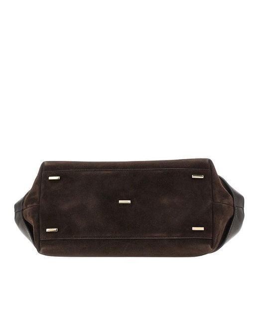 Ferragamo Black Leather Hand Bag With Logo