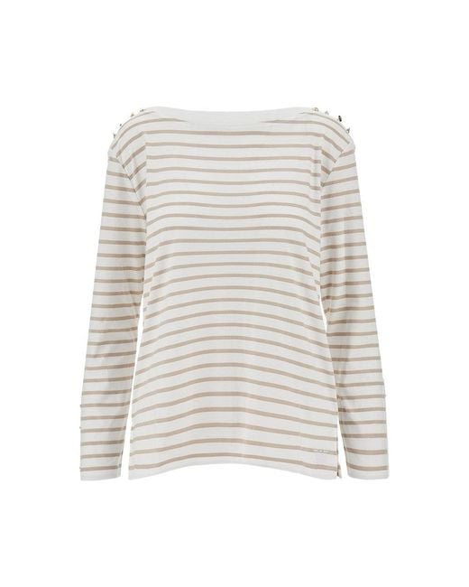 Emporio Armani White Striped T-Shirt With Buttons