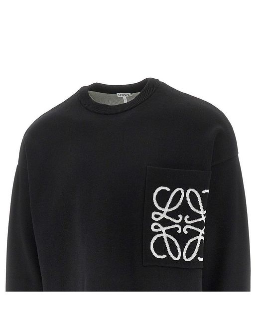 Loewe Black 'Anagram' Pocket Cotton-Blend Sweater for men