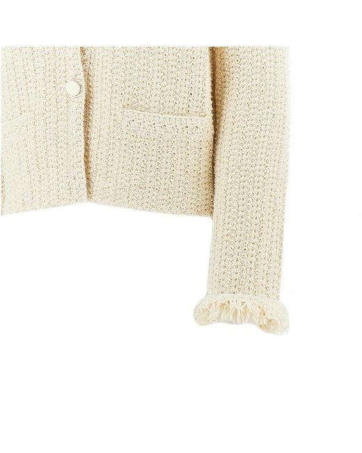 Emporio Armani Natural Raffia Effect Crochet Knit Jacket