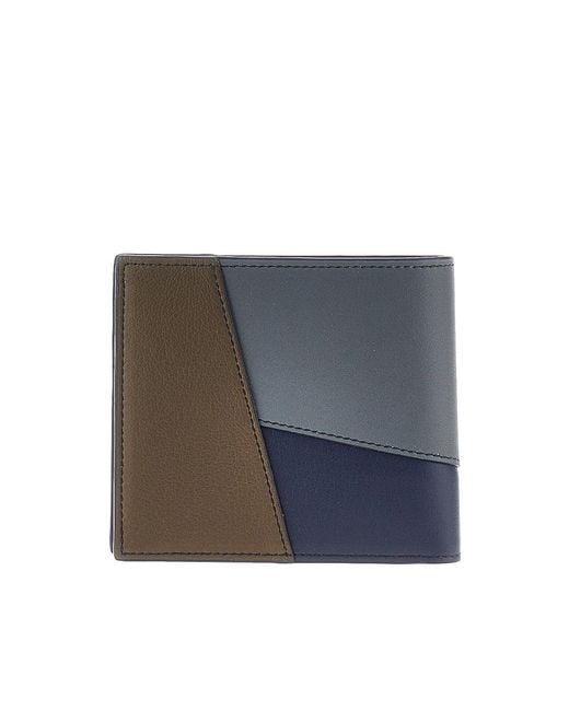 Loewe Gray 'Puzzle' Leather Bi-Fold Wallet for men