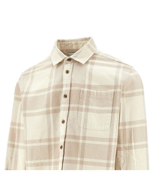 Les Deux Natural Brushed Cotton Plaid Flannel Shirt for men