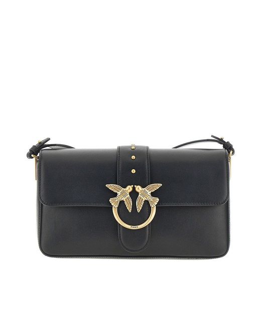 Pinko Black Leather Medium 'Love Bag Slouchy' Bag