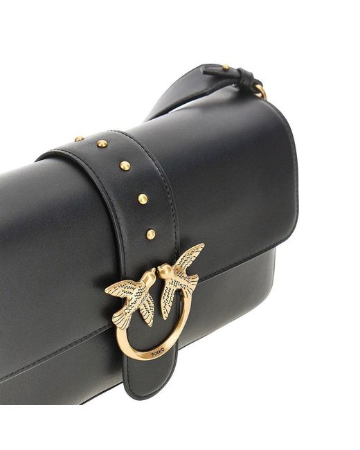 Pinko Black Leather Medium 'Love Bag Slouchy' Bag