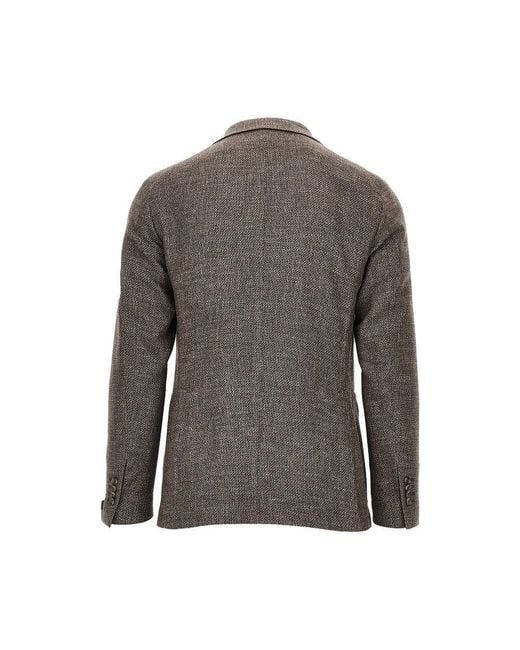 Tagliatore Gray Mouliné Wool-Blend Single-Breasted Jacke for men