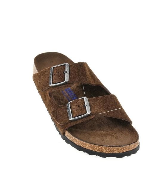Birkenstock Brown 'Arizona' Suede Leather Sandals for men