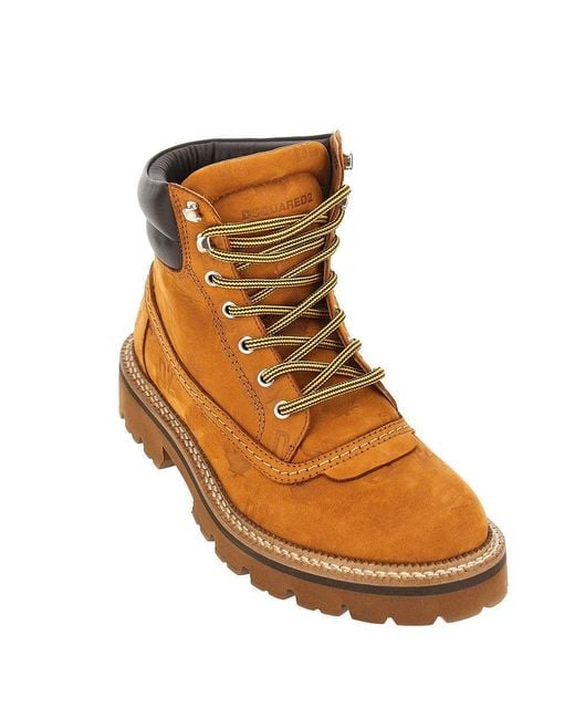 DSquared² Brown 'D2 Monogram' Nubuck Leather Boots for men