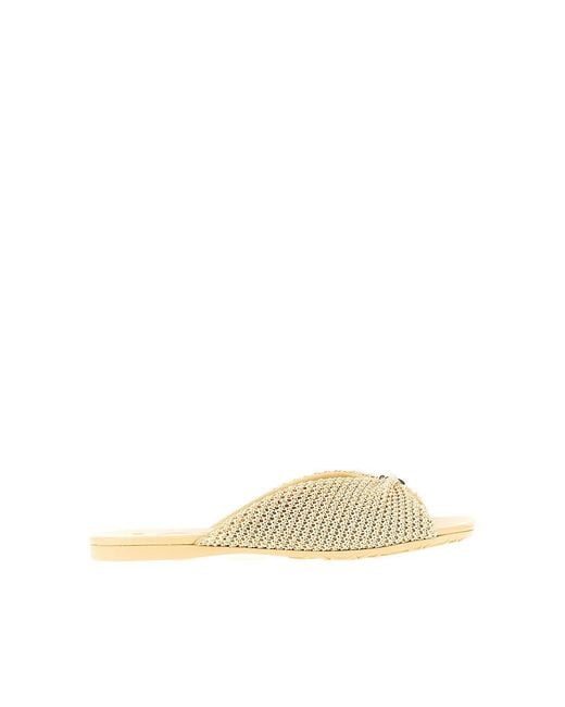Loewe Natural 'Pebble Soft' Raffia-Effect Slides