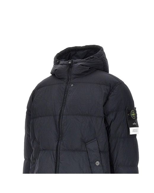Stone Island Blue Garment Dyed Crinkle Reps Ny Down Jacket for men