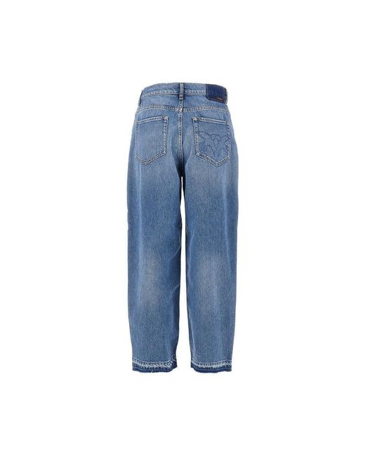 Pinko Blue Balloon Fit Jeans With Frayed Hem