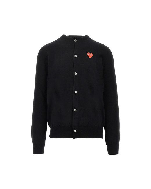 COMME DES GARÇONS PLAY Black Heart Patch Crewneck Cardigan for men