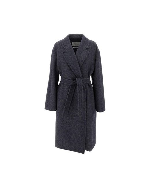 Max Mara Blue Wool Coat With Belt