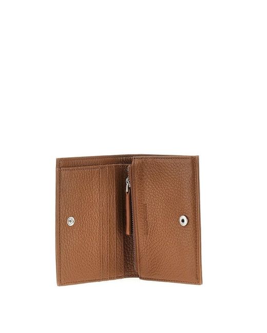 Emporio Armani Brown Grained Leather Bi-Fold Wallet for men