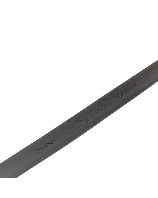 Pinko Black Leather Belt With Enameled Buckle