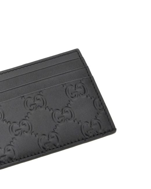 Gucci Black 'Gg Emblem' Leather Cardholder for men
