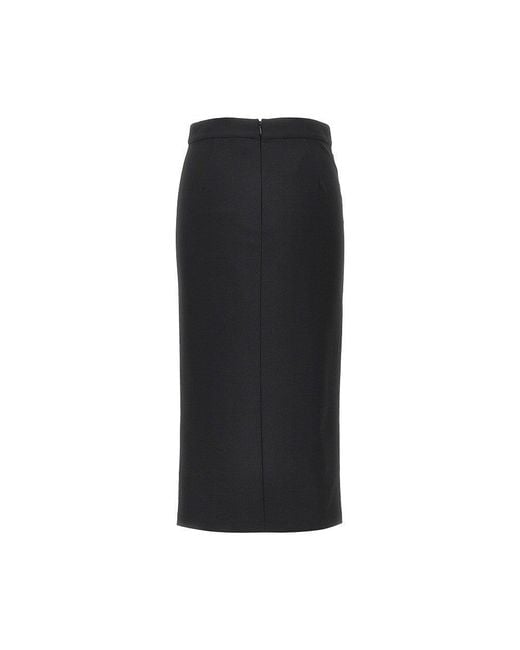 Emporio Armani Black Viscose-Blend Midi Skirt