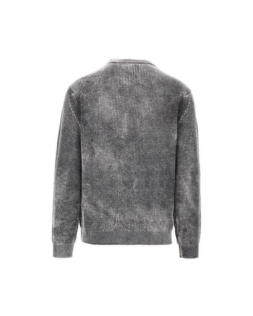 Emporio Armani Gray Knitted Sweater With Faded Effect for men
