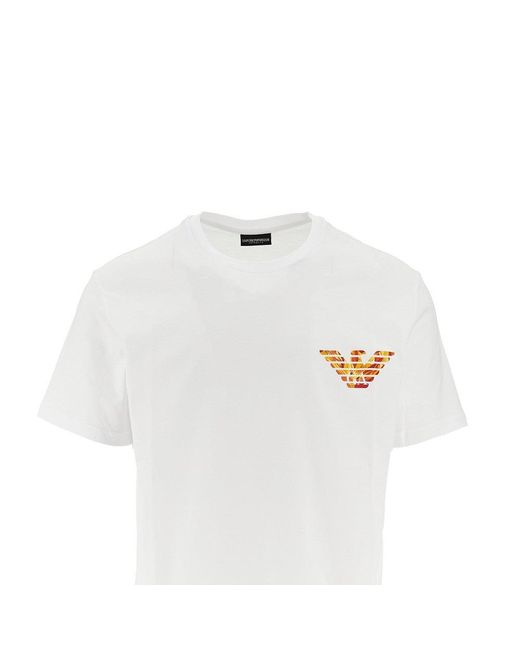 Emporio Armani White Swimwear Organic Cotton T-Shirt for men