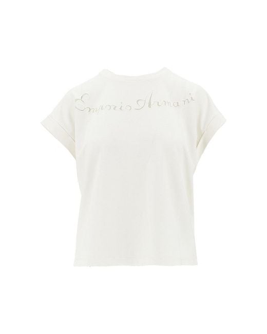 Emporio Armani White Swimwear T-Shirt With See-Through Logo
