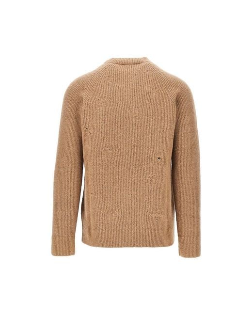 Laneus Brown Alpaca-Wool Blend Crewneck Sweater for men