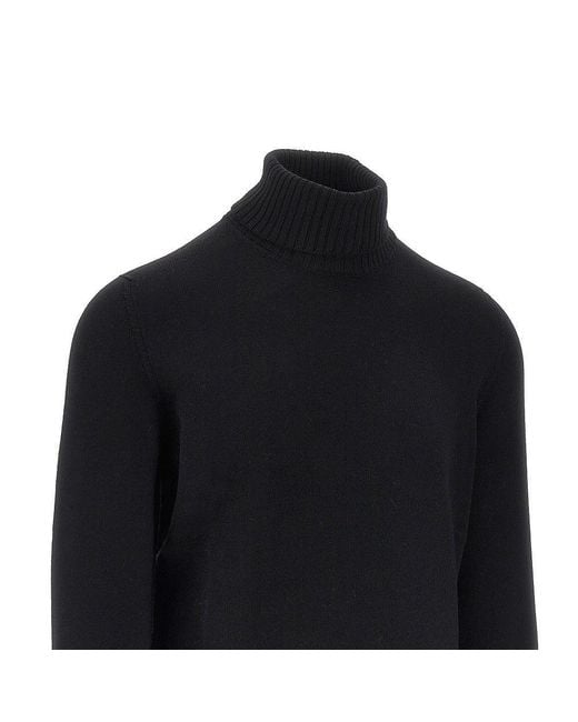 Drumohr Black Merino Wool Knitted Turtleneck for men