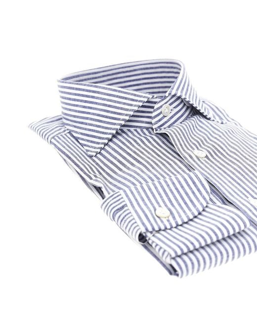 Borriello Blue Striped Cotton Shirt for men