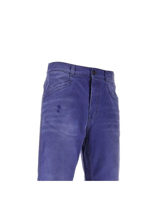 Prada Blue Old-Effect Twill Pants for men