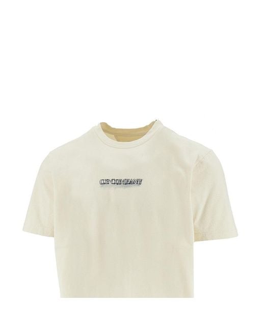 C P Company Natural Logo Embroidery T-Shirt for men