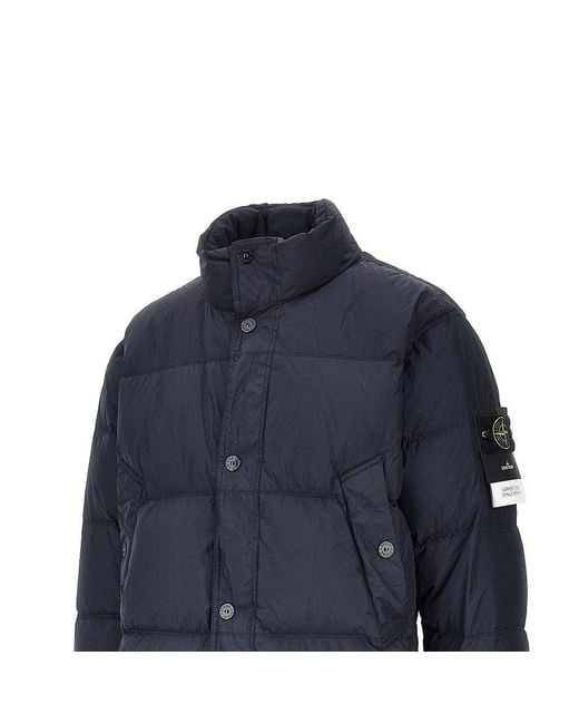 Stone Island Blue Garment Dyed Crinkle Reps Ny Down Jacket for men