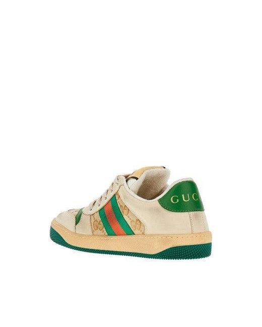Gucci Green 'Screener' Leather And Fabric Sneakers Kids
