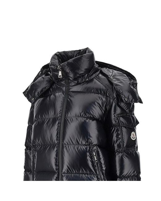Moncler Black Padded Nylon Downjacket With Logo Patch