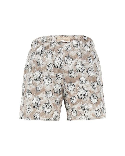 Emporio Armani Gray Sea Animals Print Swimshorts for men