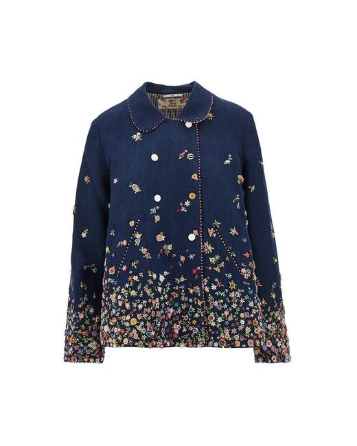 Péro Blue Linen And Cotton Reversible Jacket