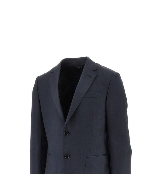Zegna Blue Wool Canvas Tailored Suit for men