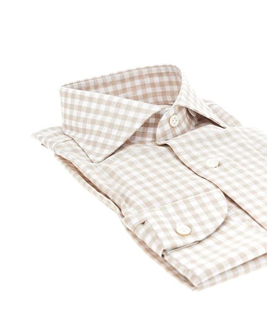 Borriello White Check Cotton And Linen Shirt for men