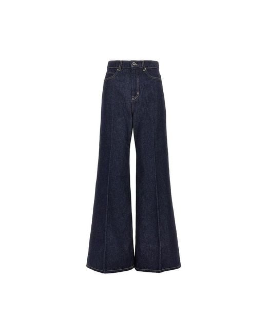 Weekend by Maxmara Blue Cotton Denim Wide-Leg Jeans