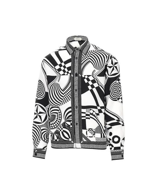 Versace Black Printed Silk Twill Shirt for men