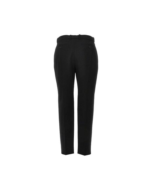McQueen Black Grain De Poudre Wool Cropped Pants